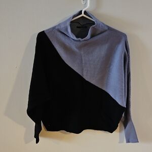 T Tahari Black and Gray Cowl Neck Sweater